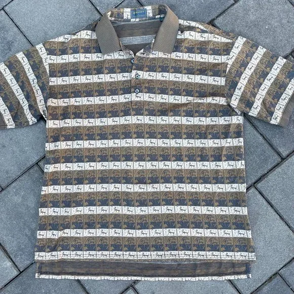 Descente Pattern Polo Golf Shirt RARE pattern - Size L - Picture 2 of 8